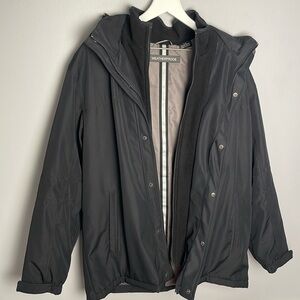 Weatherproof Mens Winter Black Coat /Rain Jacket with Multiple Zippers | Size L